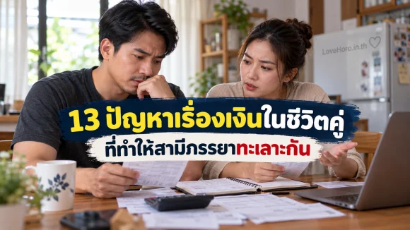 สามีภรรยาช่วยกันดูบิลค่าใช้จ่ายที่โต๊ะกินข้าว