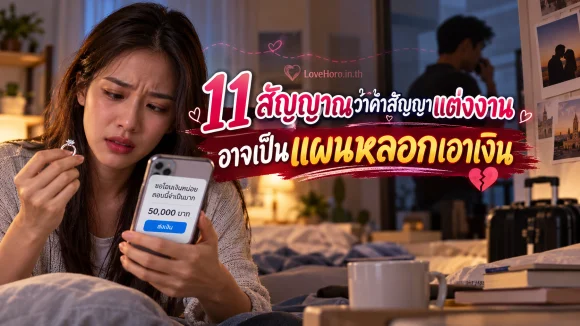 หญิงไทยถือแหวนและอ่านข้อความขอเงินจากแฟน